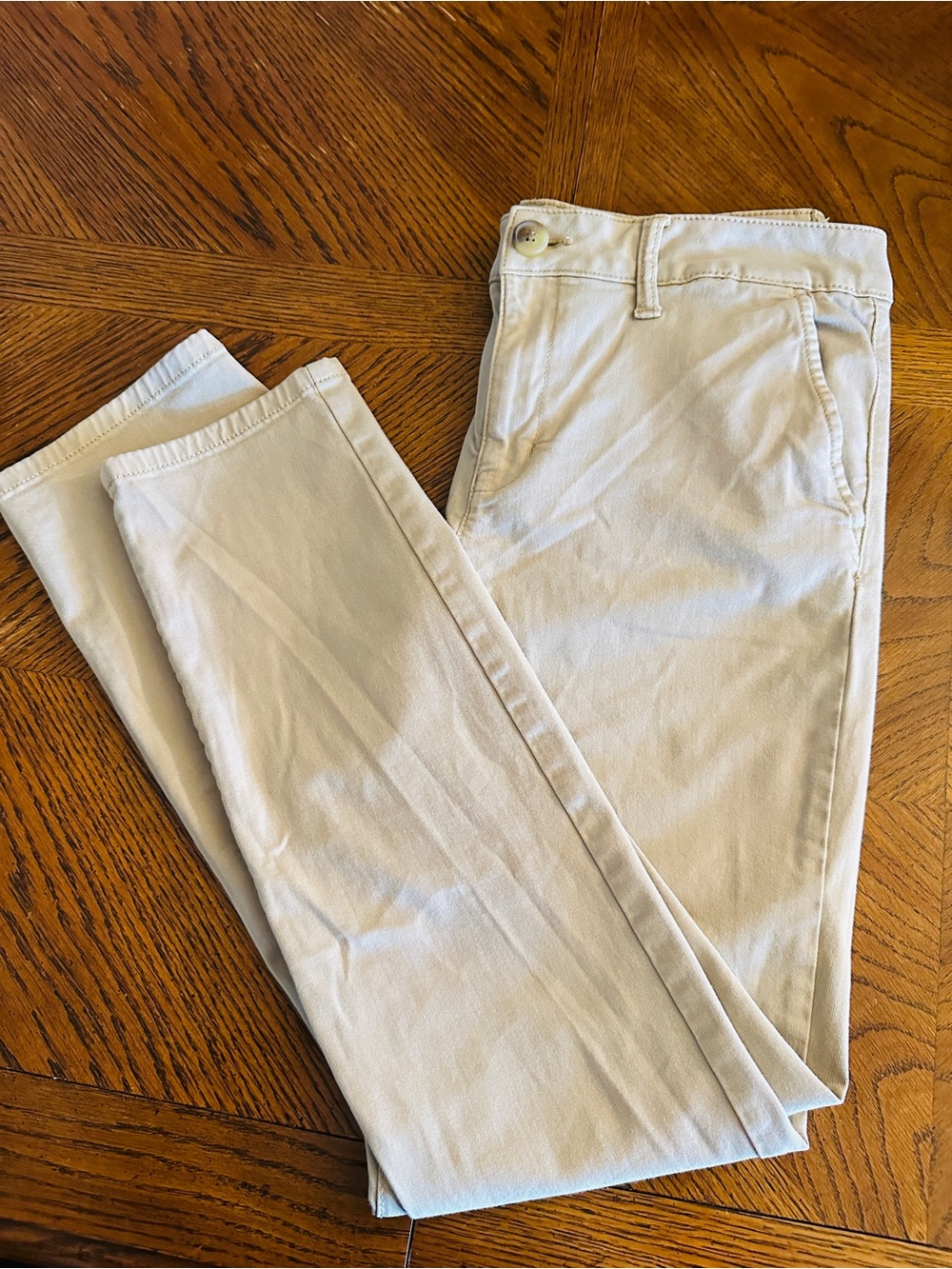American Eagle Outfitters Slim Straight Jeans Size 12 -in Light Beige Khaki Deni